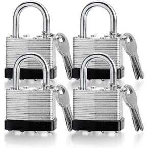 4 Pack Keyed Alike Padlocks 40mm High Security Heavy Duty Padlocks with Keys Outdoor Keyed Padlocks for Gym Warehouse Locks with Same Key