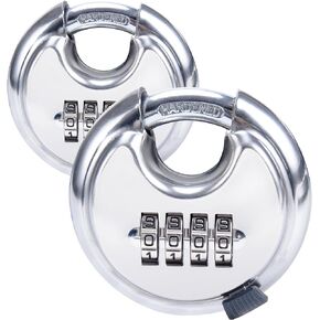 Combination Lock, 2 Pack 70mm Waterproof Steel 3/8 Inch Shackle Heavy Duty Lock Outdoor 4 Digit Padlock Storage Unit Lock and Garage, Sheds, Gates, Gym Locker and Fence (Silver)