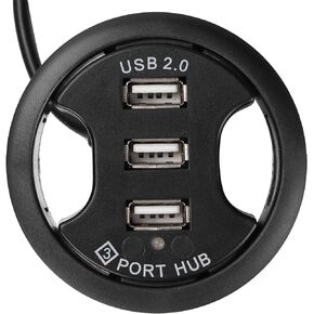 Three-Port USB HUB, Round Shape Desktop USB2.0 3Ports HUB, Plug and Play, for 3.14In Hole, 5Gbps Speed, 1.5M Cable Length, for Desktop Computer