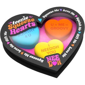 Schylling NeeDoh Teenie Squeeze Hearts - Valentines Fidget Toy - 3 Mini Groovy Globs in Assorted Colors - Ages 3 to Adult