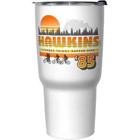 Netflix Stranger Things Hawkins Vintage Sunsnet 27 oz Stainless Steel Travel Mug, Multicolor