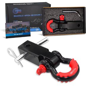 Shackle Hitch Receiver 2 inch 35,000lbs Break Strength Heavy Duty Receiver with 5/8" Screw Pin, 3/4 Shackle. Vehicle Recovery Off-Road, Towing Accessories Compatible with Trucks Jeeps (Black)