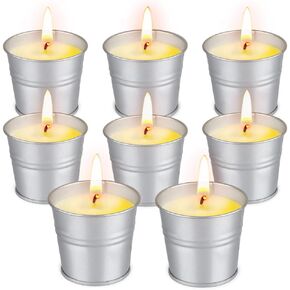 Citronella Candles Outdoor, 8 Pack Natural Soy Wax Scented Candles, 120h Burn Time Bucket Candles Summer Gifts for Patio Yard Home Balcony Garden Camping BBQ