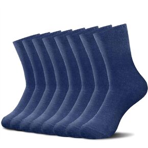 SkiBeaut Diabetic Crew Socks for Men, 8 Pairs Loose Cuff Mid-Calf Socks for Pregnant Women Elderly