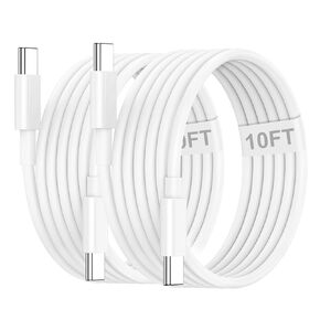 كابل شاحن USB C إلى USB C بطول 10 أقدام، 60 وات سلك كابل شحن سريع من النوع C إلى C طويل لهاتف Apple iPhone 15 Plus/15 Pro Max وMacBook Pro 2021/2020 وiPad 12.9/11 بوصة/Mini/Air 5/4 وSamsung Galaxy اس23+/اس23 الترا in Kuwait