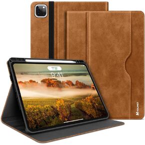 HOLIMET iPad Pro 11 inch Case 2022 4th/3rd/2nd/1st Generation Case 2021/2020/2018 with Pencil Holder PU Leather Protective Case Cover with Pocket Strap Soft TPU Back Shockproof for iPad Pro 11
