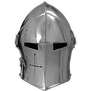 Medieval Barbute Helmet| Visored Brushed Steel Knights Armory Templar Crusader's Helmet