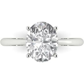 Clara Pucci 2.5ct Oval Cut Solitaire Genuine Moissanite Engagement Wedding Bridal Promise Anniversary Ring in 14k White Gold for Women