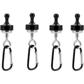Strong Magnet hooks, Pulling Force Rare Earth Magnetic Hooks with Countersunk Hole Eyebolt for outdoor hanging camping light,skylight tent fixer hook with mountaineering buckle（4Pack ）