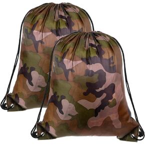 2PCS Draw String Bag 13.8 × 16.5 Inch Camouflage Waterproof Lightweight Camo Cinch Polyester Pack Party Favor String Bags Sport for Gym Camping Sackpack