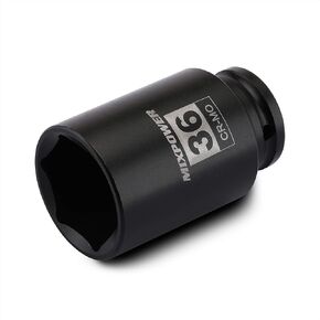 MIXPOWER 1/2" Drive Deep Impact Socket, CR-MO, 32mm, METRIC, 6 Point, Axle Nut Impact Grade Socket for Easy Removal