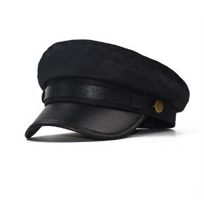 Black Chauffeur Hat Driver Hat Classic British Flat Top Fisherman Hat Vintage Newsboy Cap Costume Hats for Men and Women