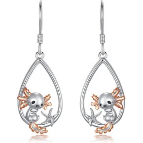 Lotus Chakra/Axolotl/Hummingbird/Sea Turtle Earrings for Women S925 Sterling Silver Lotus Cute Animals Jewelry Dangle Drop Earrings for Women Girls Christmas Birthday Gifts