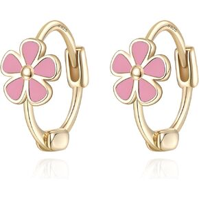 925 فضة زهرة هوب أقراط للنساء الفتيات هيبوالرجينيك صغيرة صغيرة Huggie الأطواق زهرة أقراط مجوهرات هدايا in Kuwait