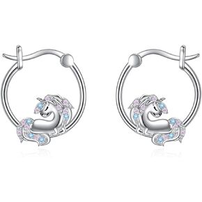 925 Sterling Silver Panda Unicorn Earrings for Women Cute Animal Unicorn Panda Earrings Huggie Hoop Earrings Birthday Mothers Day Jewelry for Mom Men