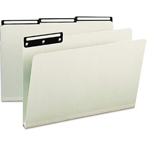 Smead Pressboard File Folder, 1/3-Cut Tab Flat Metal, 1" Expansion, Legal Size, Gray/Green, 25 per Box (18430)