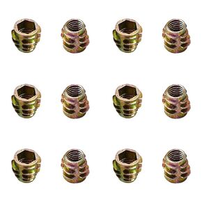 Yinpecly M4 x 8mm Threaded Insert Nuts Zinc Alloy Hex Socket M4 Internal Threads 0.31 inch Length Bronze Tone 30pcs