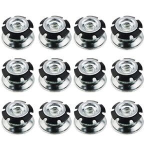 12PCS Threaded Pipe Inserts Round Pipe Inserts Black M6 Hardware Plum Blossom Shrapnel for Furniture Fittings and Sports and Medical Equipment Frames