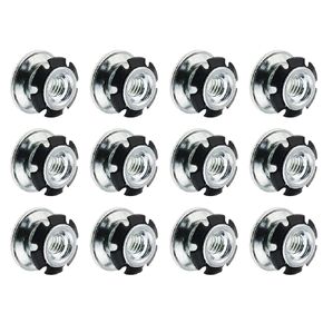 12PCS Threaded Pipe Inserts Round Pipe Inserts Black M6 Hardware Plum Blossom Shrapnel for Furniture Fittings and Sports and Medical Equipment Frames