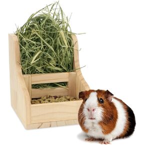 Rabbit Hay Feeder Rack Wooden Food Manger Grass Holder for Small Pets Bunny Chinchilla Guinea Pigs