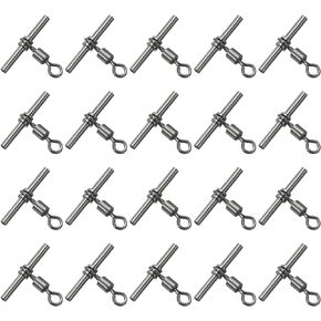 PATIKIL Fishing Swivels, 3-Way T-Shape Brass Swivels Sleeve Fishing Tackle High Strength Cross Line Swivels for Rigs Freshwater Saltwater