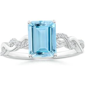 1CT Aquamarine Ring 925 Sterling Silver Emerald Cut 8 * 6MM Sky Blue Aquamarine and White Moissanite Aquamarine Engagement Rings Aquamarine Gifts for Women