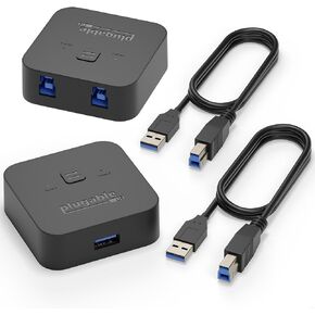Plugable USB 3.0 Sharing Switch for One-Button Swapping of USB Device or Hub Between Two Computers (AB Switch)