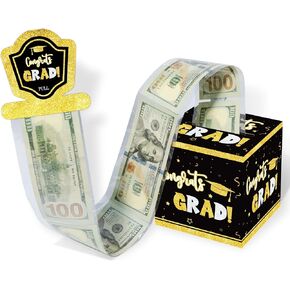 صندوق نقود التخرج، صندوق نقود التخرج للهدايا النقدية، صندوق هدايا مفاجئ مع بطاقة سحب و50 كيسًا بلاستيكيًا، طريقة مبتكرة لتقديم الهدايا النقدية، لوازم حفلات هدايا التخرج باللون الأسود والذهبي-1 in Kuwait