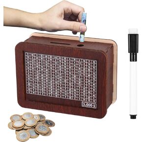 حصالة بيجي للأطفال، حصالة عملات معدنية حصالة خشبية مع هدف العد، بنوك آمنة لتوفير العملات المعدنية، حصالات نقدية للمنزل، هدايا للأولاد، حصالات أموال الأطفال - بني داكن (3000 دولار) in Kuwait