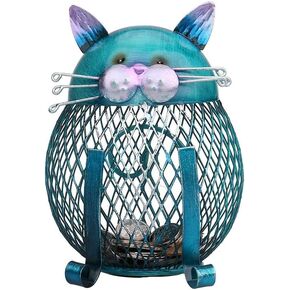Cat Piggy Bank for Kids, Cat Shaped Metal Coin Box, Coin Money Bank, Handwork Handicrafts Ornament, Brown