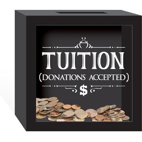 Prinz Adventure Money Savings Piggy Bank for Adults, Kids Savings Box Change Jar, 6' x 6' Wooden Shadow Box, Brown