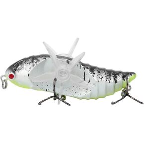 Keenso Fish Lure Artificial Lure Lure,Hard Fish Lure Bionic Cicada Shape Fishing Bait Artificial Lure with Rotating Spins Propeller Treble Hook 7.5cm Soft Lures