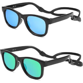Polarized Baby Sunglasses with Silicon Strap - Bendable Flexible for Infant Newborn Age 0-18 Months