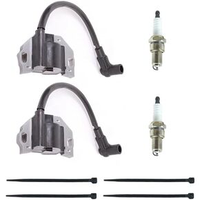 lgnition Coil with Spark Plug 2 PACK 21171-0743 fit for Kawasaki FR691V FR730V FR541V FR651V FR60OV FS FX Series Lawn Mower Engines KM 21171-0743 21171-0711