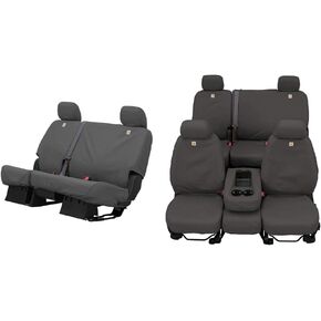 Covercraft Carhartt SeatSaver Custom Seat Covers Bundle | 1st Row SSC3456CAGY & 2nd Row SSC8429CAGY | Compatible with Select Chevrolet Silverado & GMC Sierra Models, Gravel