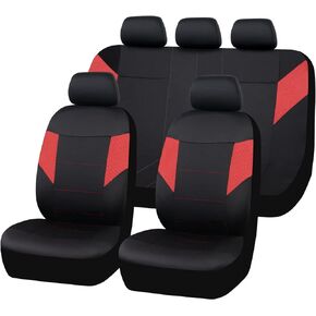 Outlet Universal Fit High Back Air Mesh Sporty Car Seat Cover,Airbag Compatible for Car Truck SUV Vans(High Back Front Seat, Black Red)