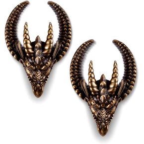 PUNKYOUTH 2PCS Punk Skull Ear Tunnels Brass Vintage Double Flared Plugs Cool Gothic Goat Head Ear Gauges Stretcher Piercings Gauge 0g to 1 inch