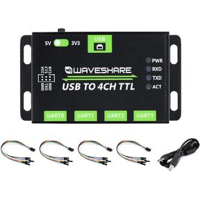 Waveshare Industrial USB to 4CH TTL Converter USB to UART with Multi Protection Circuits Multi Systems Support