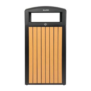 Alpine 40 Gallon Outdoor Trash Can with Slatted Recycled Plastic Panels – Heavy Duty Garbage Receptacle with Solid Dome Lid & Inner Plastic Bin - Cedar