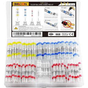 340PCS Solder Seal Wire Connectors - Heat Shrink Wire Connectors Waterproof Solder Butt Connector Kit Insulated Terminals for Marine Automotive Boat Truck Wire Joint