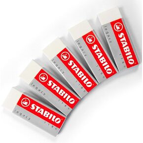 Stabilo - ممحاة مطاطية كبيرة بيضاء من مادة PVC - خالية من الملدنات - عبوة من 5 قطع