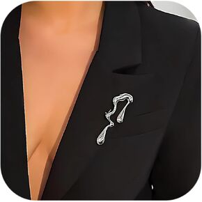 Silver Brooches And Pins for Women Irregular Brooch Geometric Melting Liquid Asymmetrical Lapel PinUnique Statement Clothing Jewelry Gift Pins Accessories