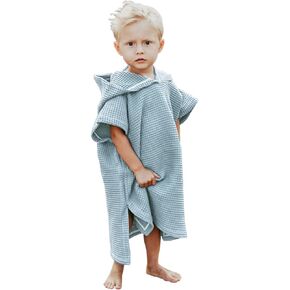 BANGSAUR Hooded Poncho Towel for Toddlers Babies Cotton Lightweight Cover-up Bath Beach Changing Towels, 2-5 Years,Green