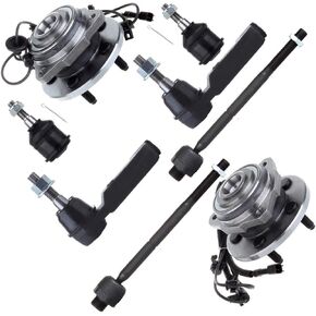 SCITOO 8pcs Front Wheel Hub Assembly Suspension Kit - Fit for Jeep Liberty Inner Tie Rod End Outer Tie Rod End Lower Ball Joint Wheel Hub Bearing - 513176 Wheel Hub Bearing - 513177
