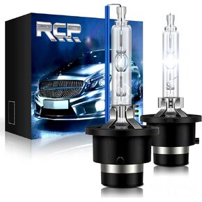 RCP - D2S8 - (A Pair) D2S/ D2R 8000K Xenon HID Replacement Bulb Ice Blue Metal Stents Base 12V Car Headlight Lamps Head Lights 35W
