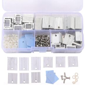 30Pcs TO-220 Aluminum Heatsink & Insulator/Mounting Kits for MOSFET Transistor, 3 Different Size TO-220 Heatsink 10 Each+ 30 Screws + 30 Screw Washer +30 Insulator Rubberized Silicone