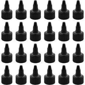 24PCS Black Plastic Bottle Squeeze Heads Dispensing Caps 24/410 Plastic Squeeze Bottle Cap Replacement for Condiment Bottle Dispensing Bottle Salad Bottle Hair Dye Essential Oils