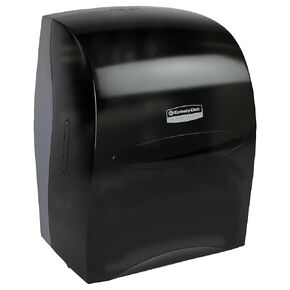 Sanitouch Hard Roll Paper Towel Dispenser, Hands-Free Pull Dispensing, Smoke/Black