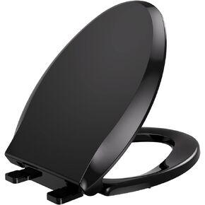 YASFEL Toilet Seat,Standard Universal Round Toilet Seat,Soft Close,Ergonomic Toilet Bowl Seat,Fits for Standard Round Toilet with Thickened Plastic Lid (Round, Black)