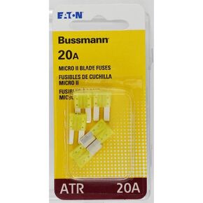 Bussmann BP/ATR-20-RP ATR Micro II Automotive Blade Fuse (2 Leg 20 Amp (Card)), 5 Pack